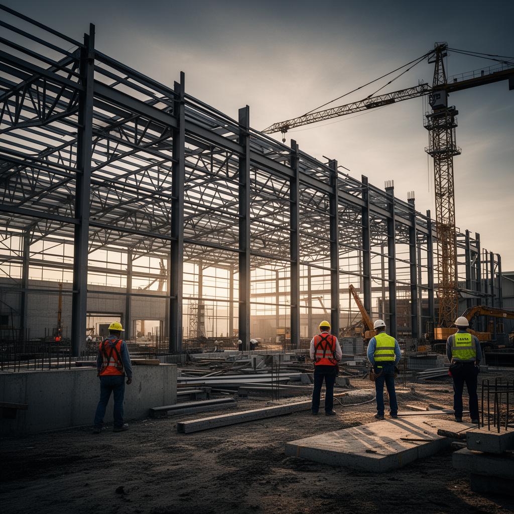Obra industrial em execução